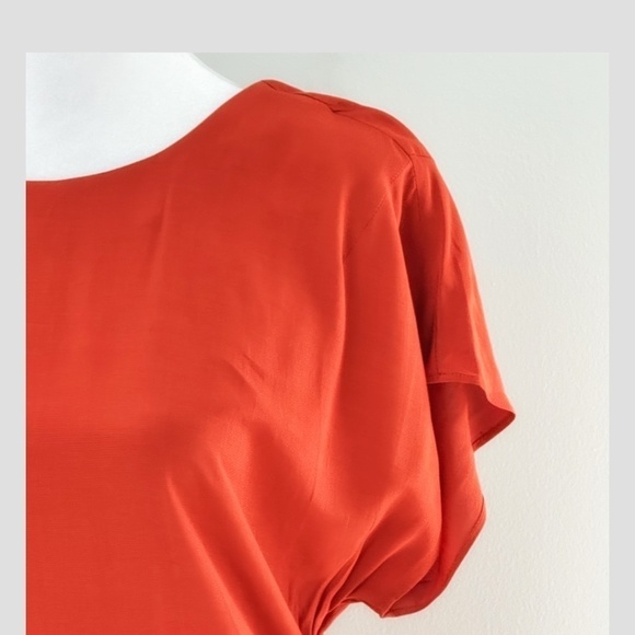 NWT & Other Stories Dress Midi Length100% Viscose Burnt Orange Short Cap Sleeve - Picture 10 of 13